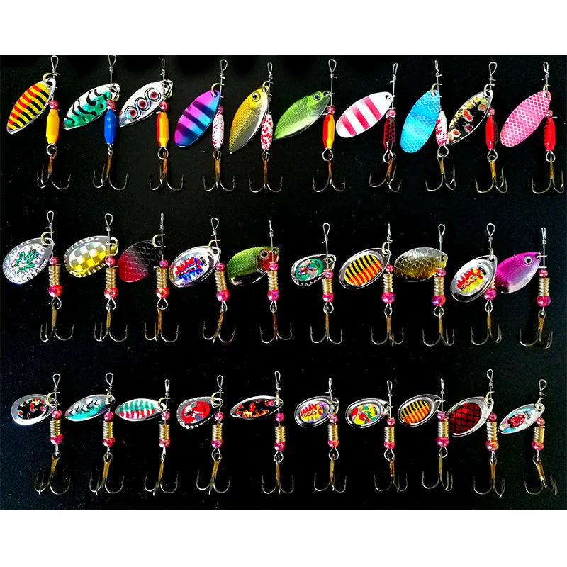 ZWICKE 30pcs Spinner Fishing Lure Kit Metal Sequin Spoon Hard Bait Fishing Wobblers Set Fishing Tackle Isca Atificial Lure Pesca