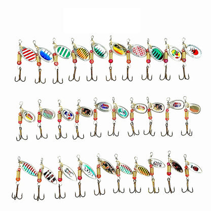 ZWICKE 30pcs Spinner Fishing Lure Kit Metal Sequin Spoon Hard Bait Fishing Wobblers Set Fishing Tackle Isca Atificial Lure Pesca